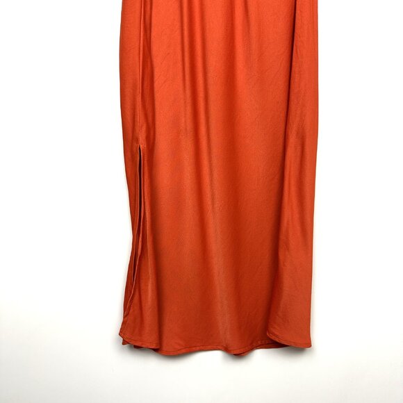Anthropologie Elyse Sleeveless Bias Midi Slip Dress Orange XSP Petite XS - Picture 6 of 10